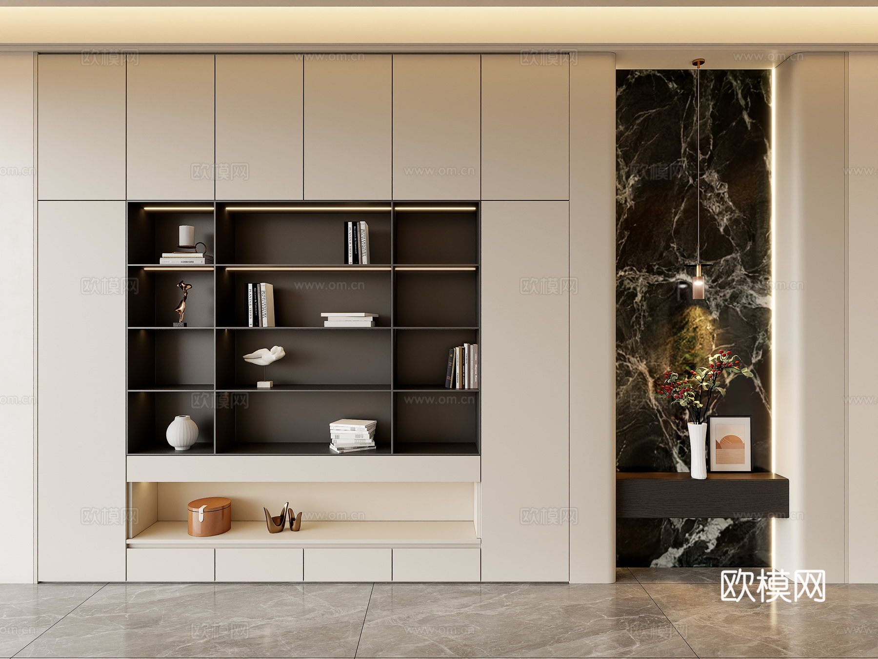 现代玄关装饰柜 书柜装饰柜3d模型下载