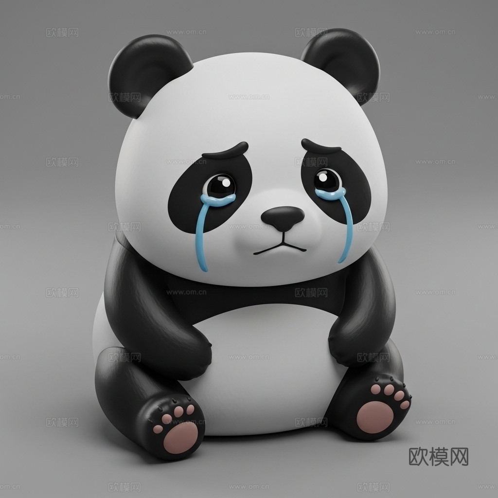 熊猫 动物 可爱 Q版 手办 3D打印3d模型下载（渲染图1）