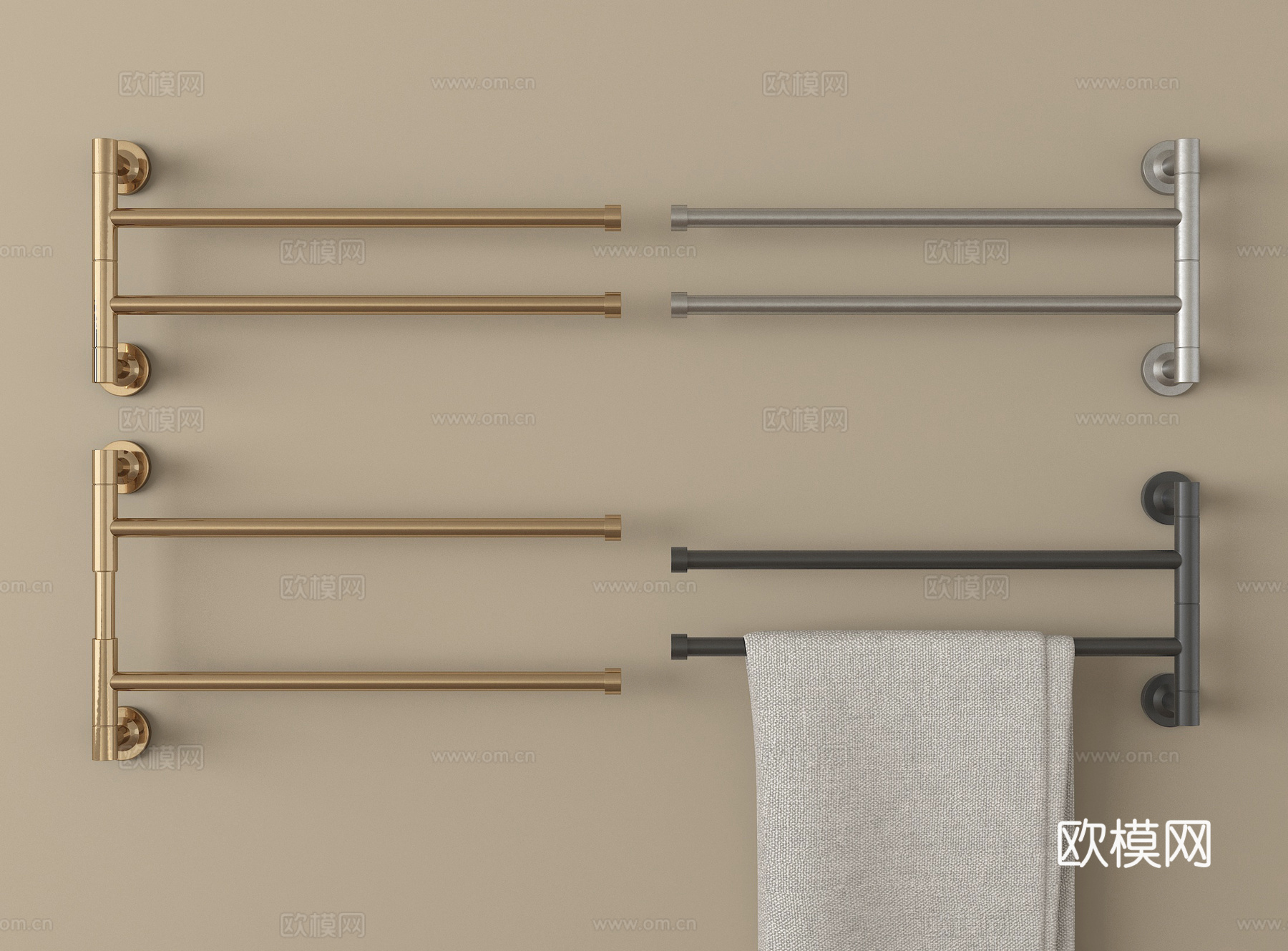 现代毛巾架  毛巾 卫浴小件su模型