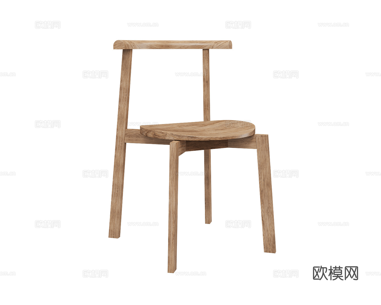 SIJU 原木风餐椅3d模型下载（渲染图1）