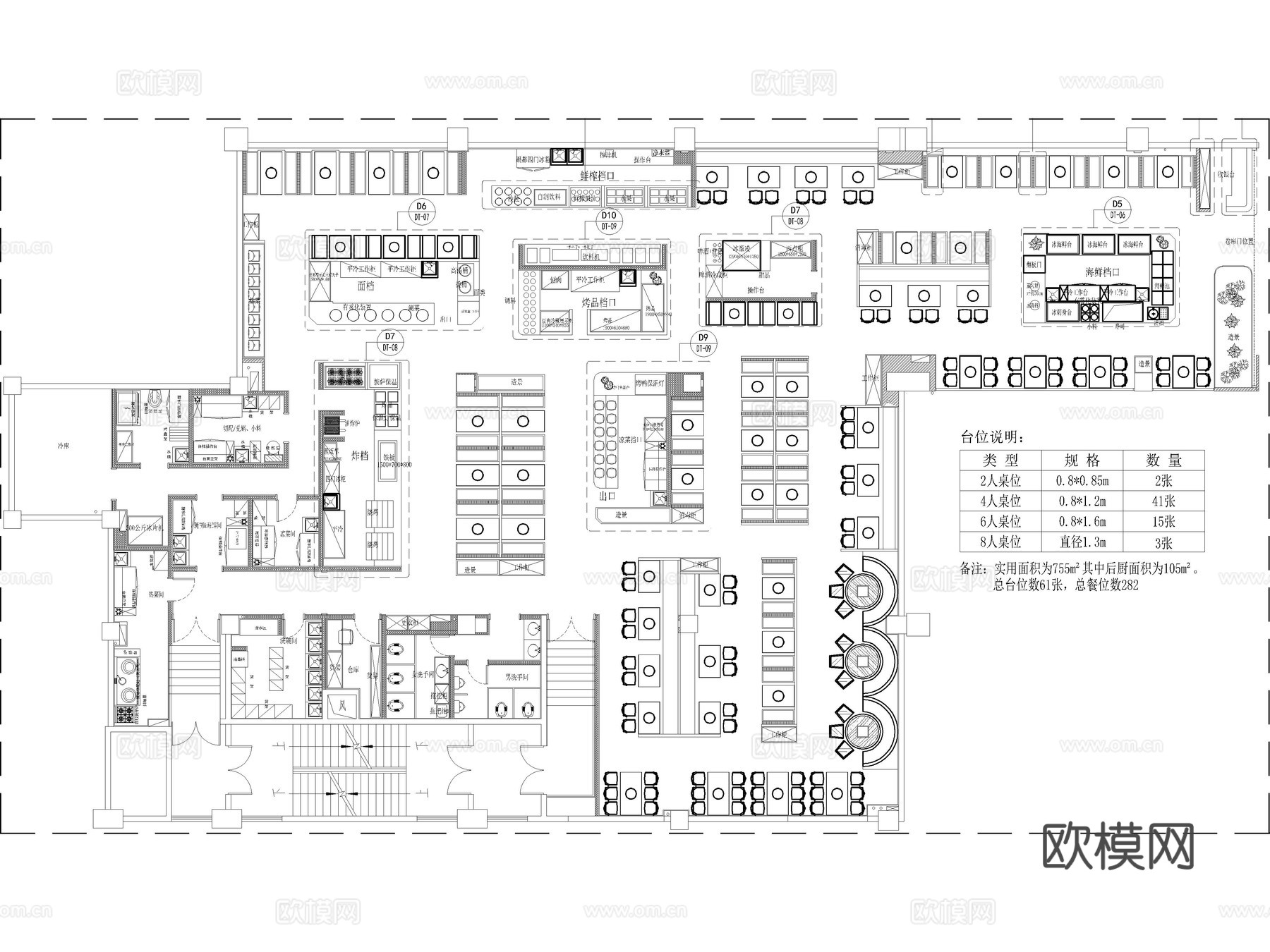 20套自助餐厅火锅店CAD施工图cad施工图