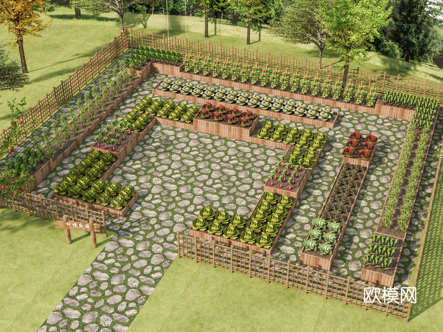 现代农场 菜地 菜园 种植 乡村振兴 乡村稻田 田园 美丽乡3d模型下载