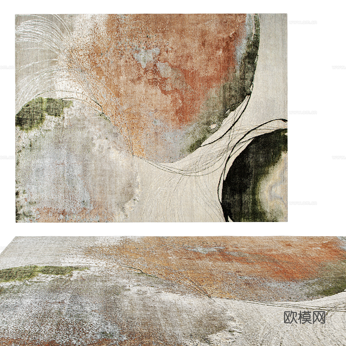 现代简约地毯 地毯 简约地毯 方形地毯3d模型3d模型下载