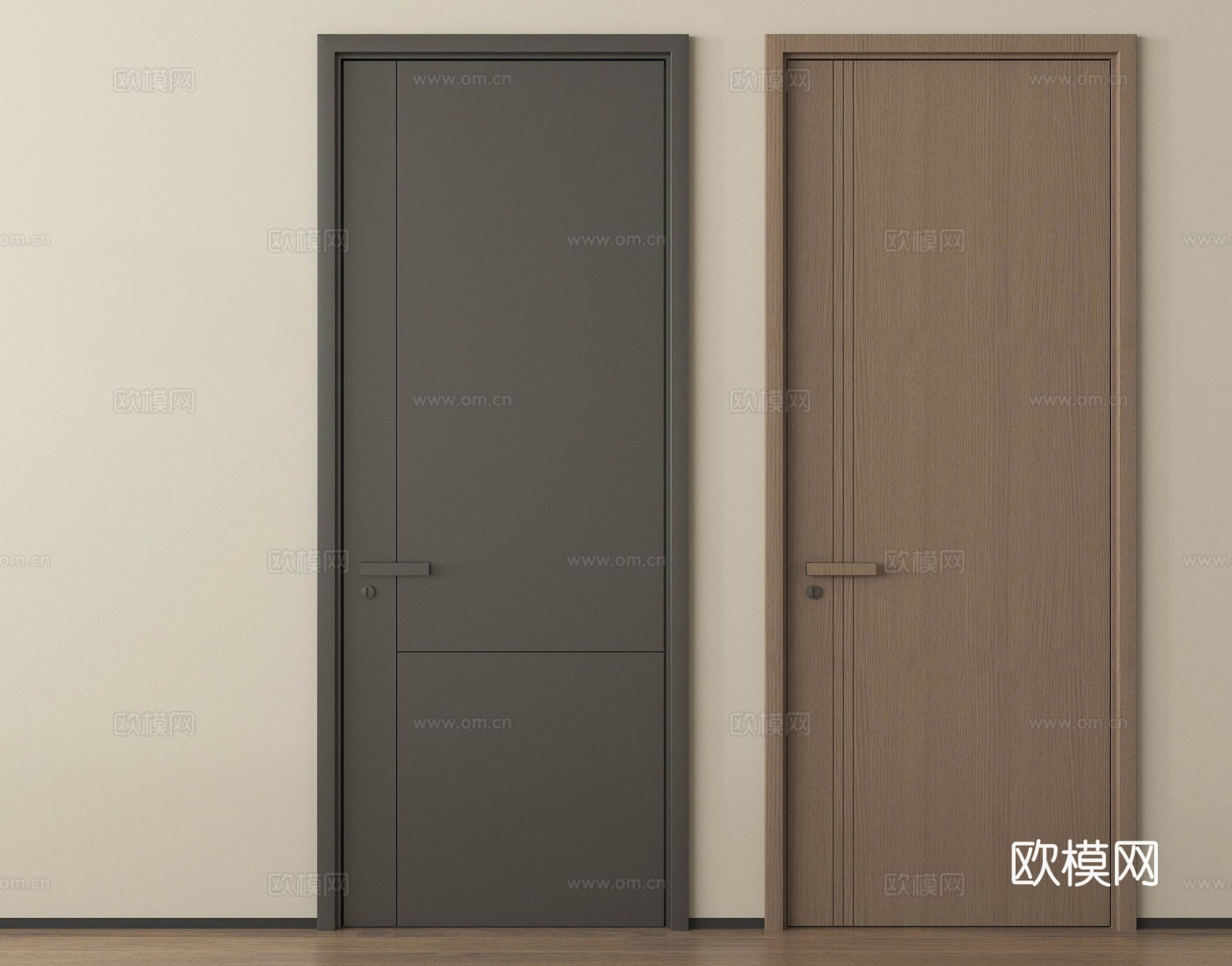 现代单开门 卧室门 平开门 木门3d模型下载