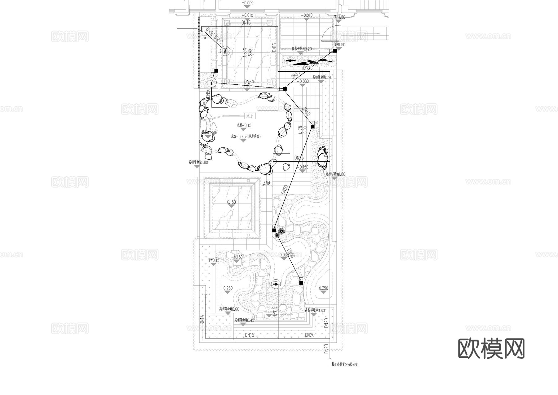 新中式庭院电气施工图cad施工图