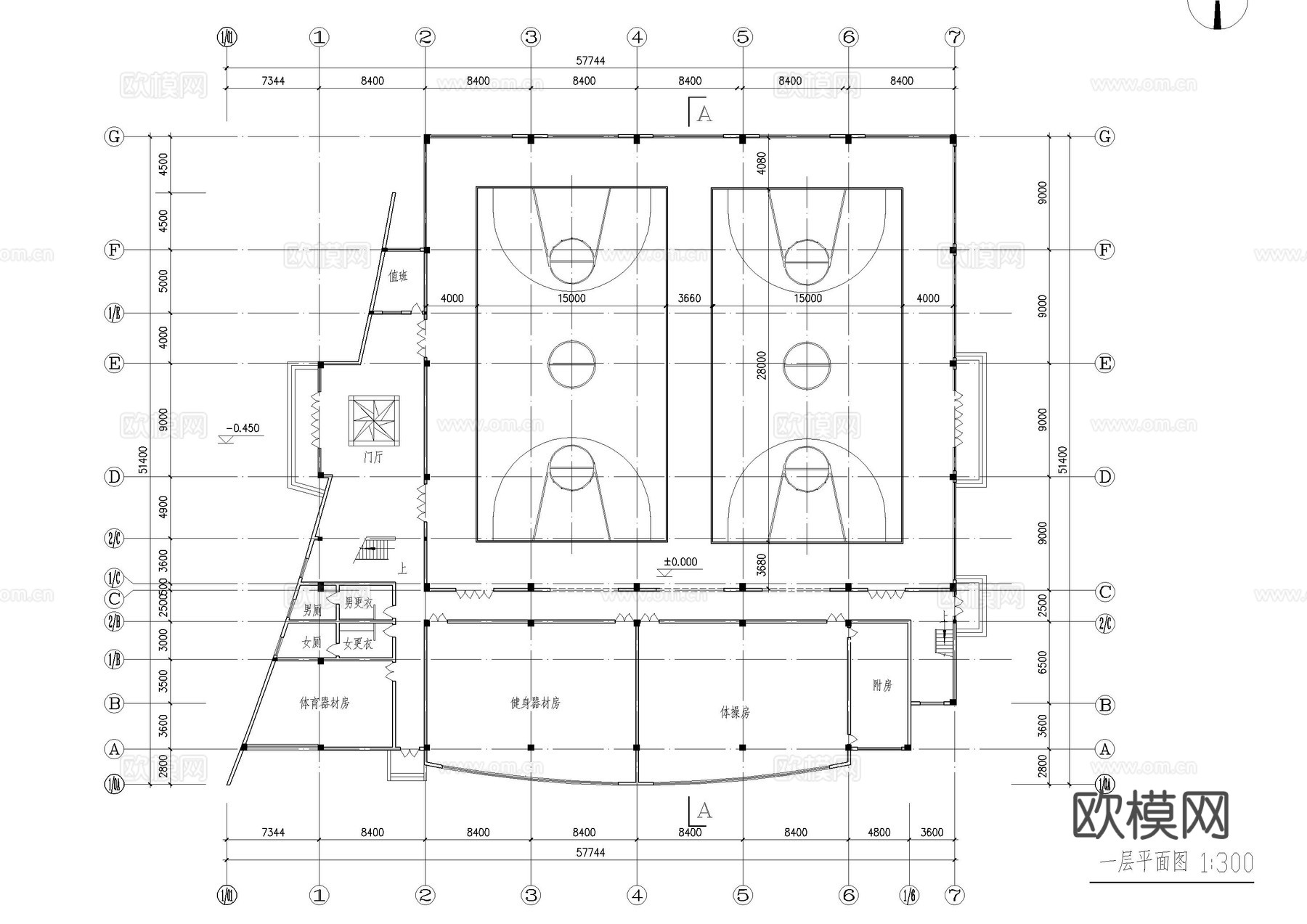 体育篮球场施工图cad施工图