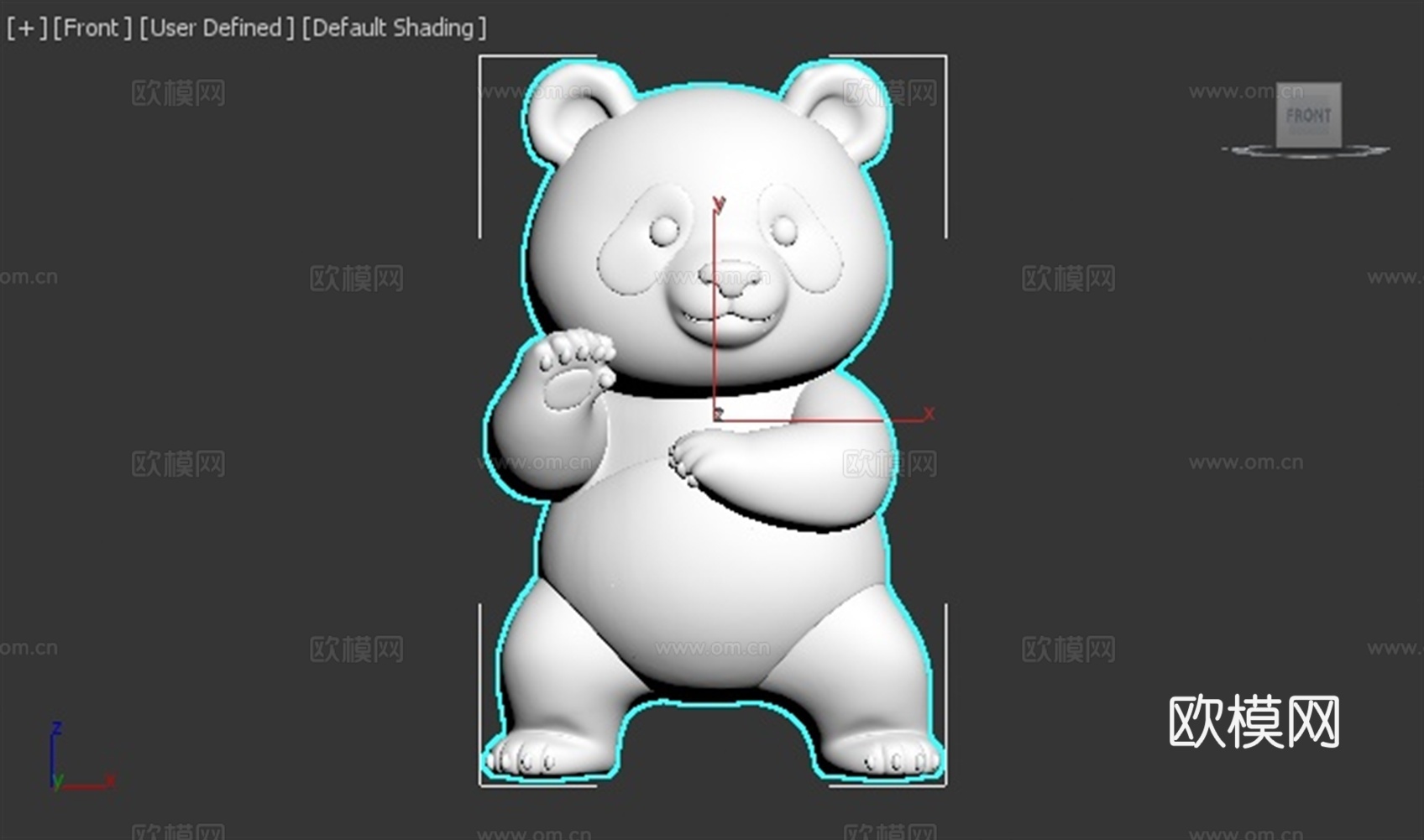 熊猫 动物 可爱 Q版 手办 3D打印3d模型下载（渲染图2）