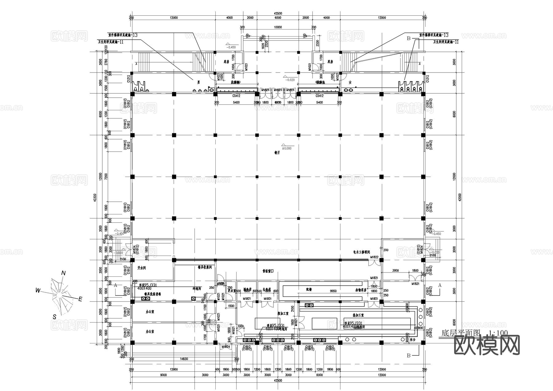 学校篮球场体育馆施工图cad施工图