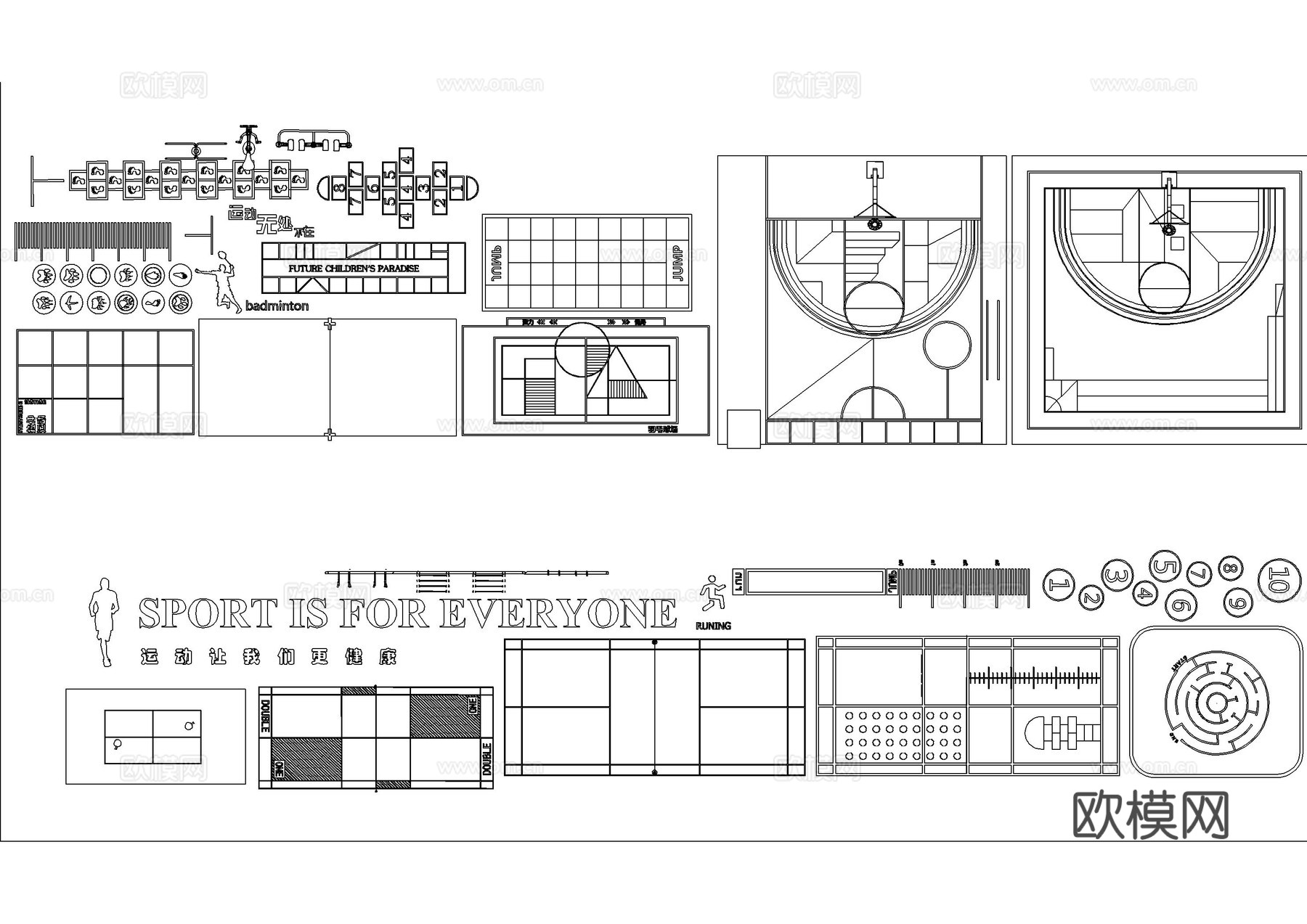 篮球场运动场地图库cad施工图cad施工图