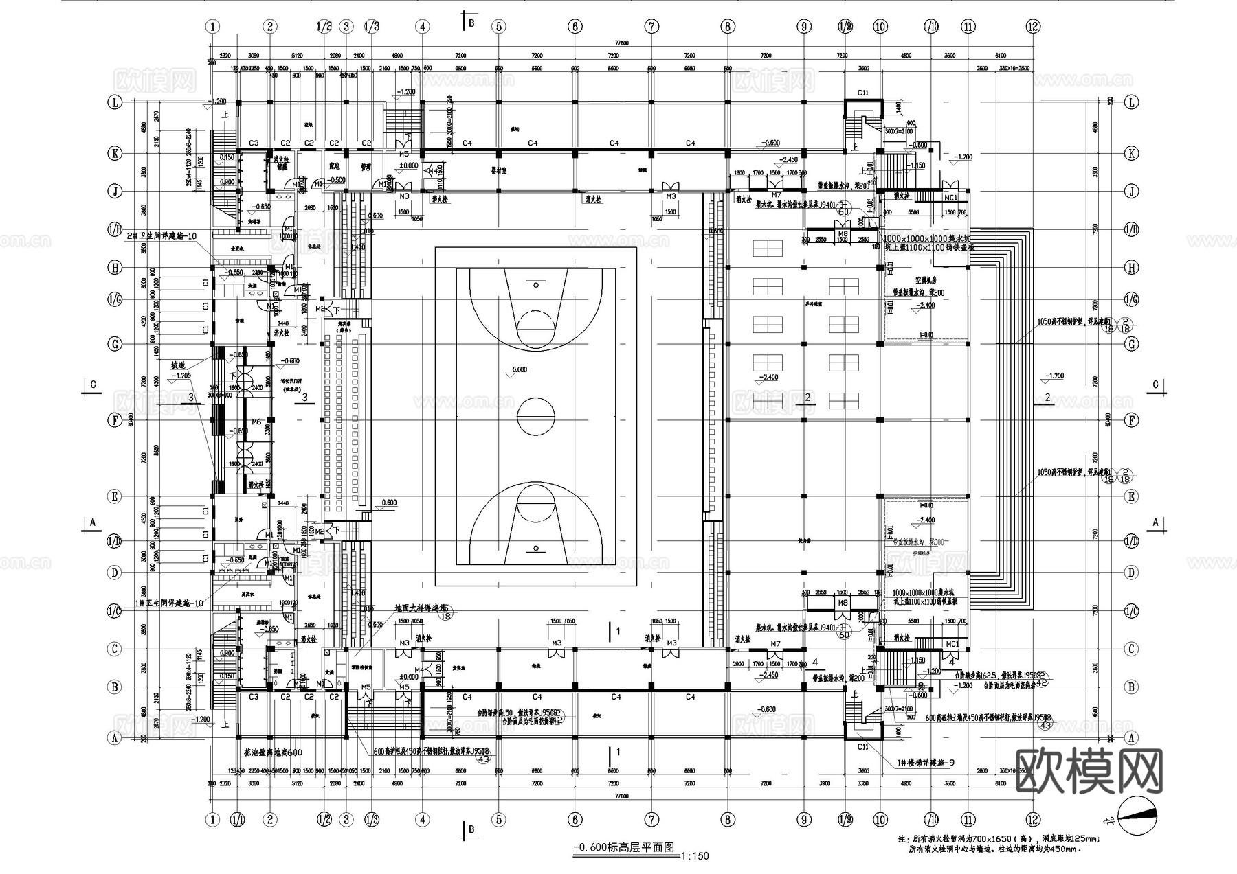 运动体育馆建筑施工图cad施工图cad施工图