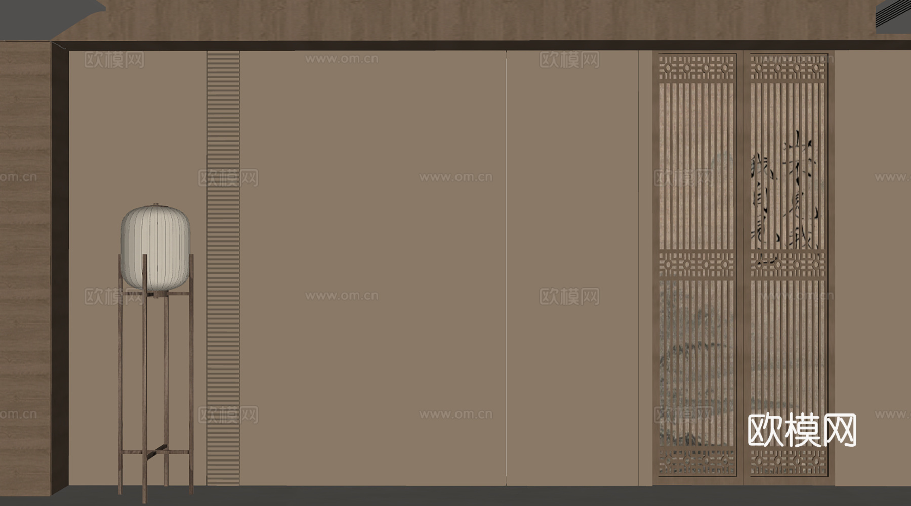 禅意新中式沙发背景墙 客厅背景墙 宋代美学 新中式壁画背景墙su模型