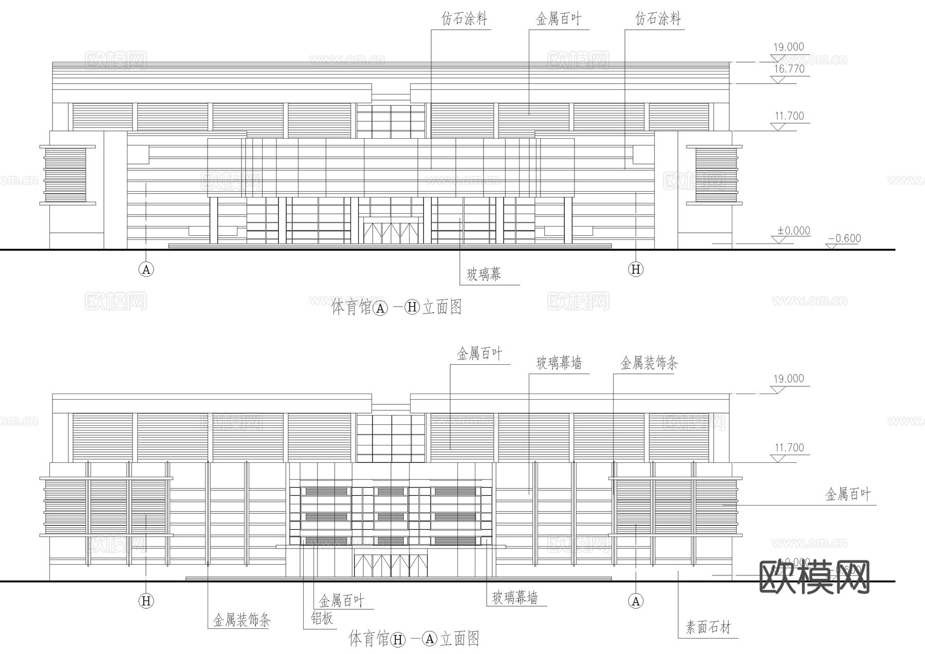 中学篮球场运动场施工图cad施工图