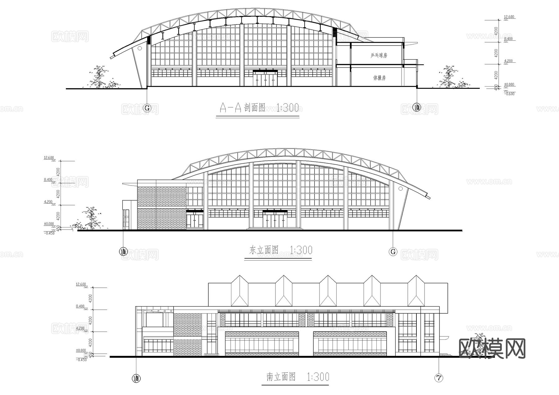 体育篮球场施工图cad施工图