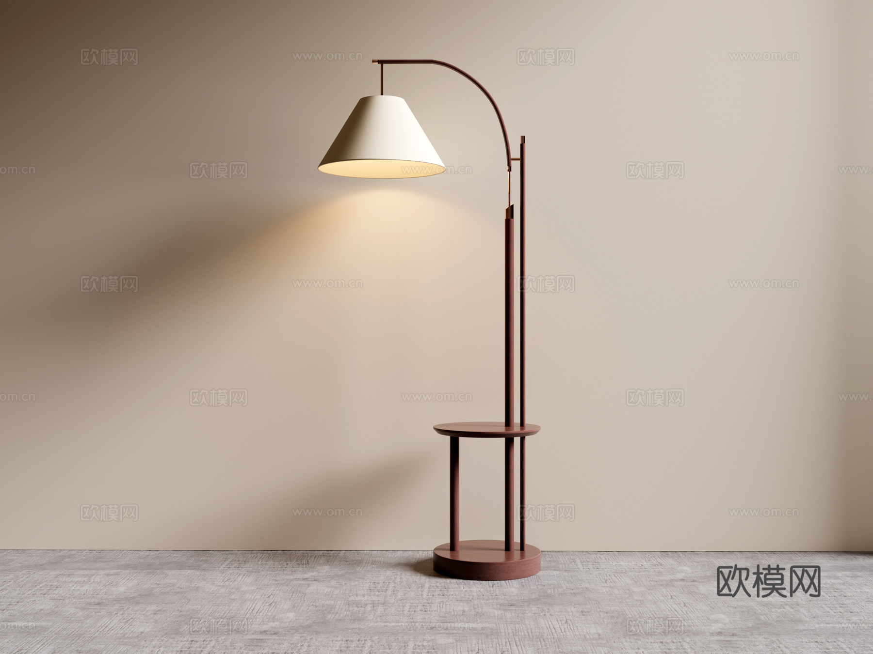 宋式中古风 落地灯 木座3d模型下载