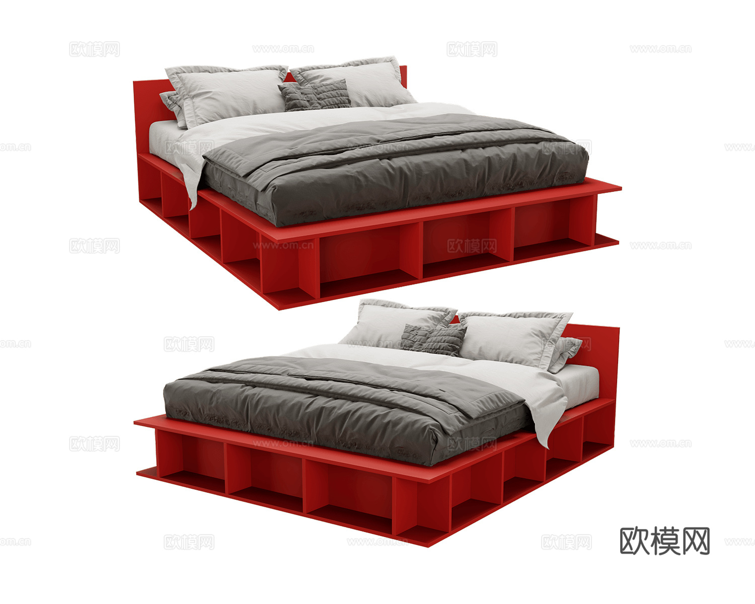 SIJU 双人床3d模型下载