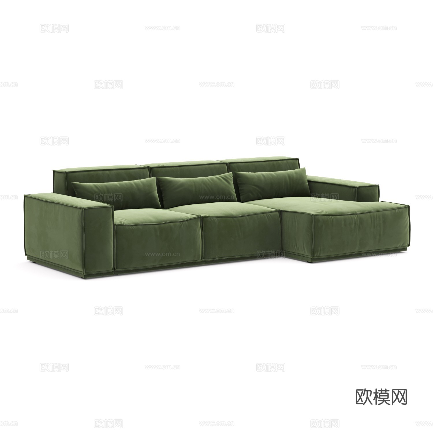 现代意式布艺组合转角沙发3d模型下载（渲染图1）