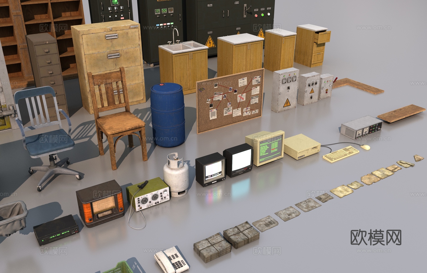 复古家具组合3d模型下载（渲染图4）