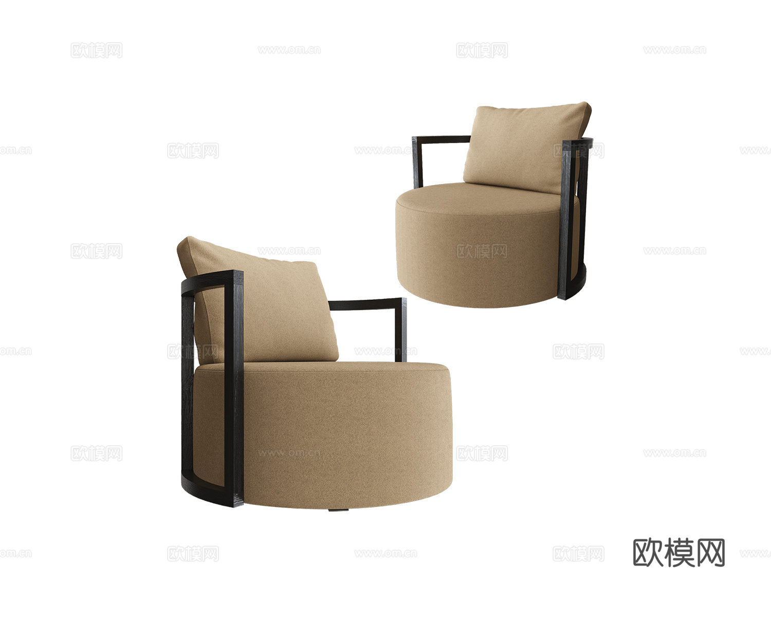 B&T Design 意式单人沙发3d模型下载（渲染图1）