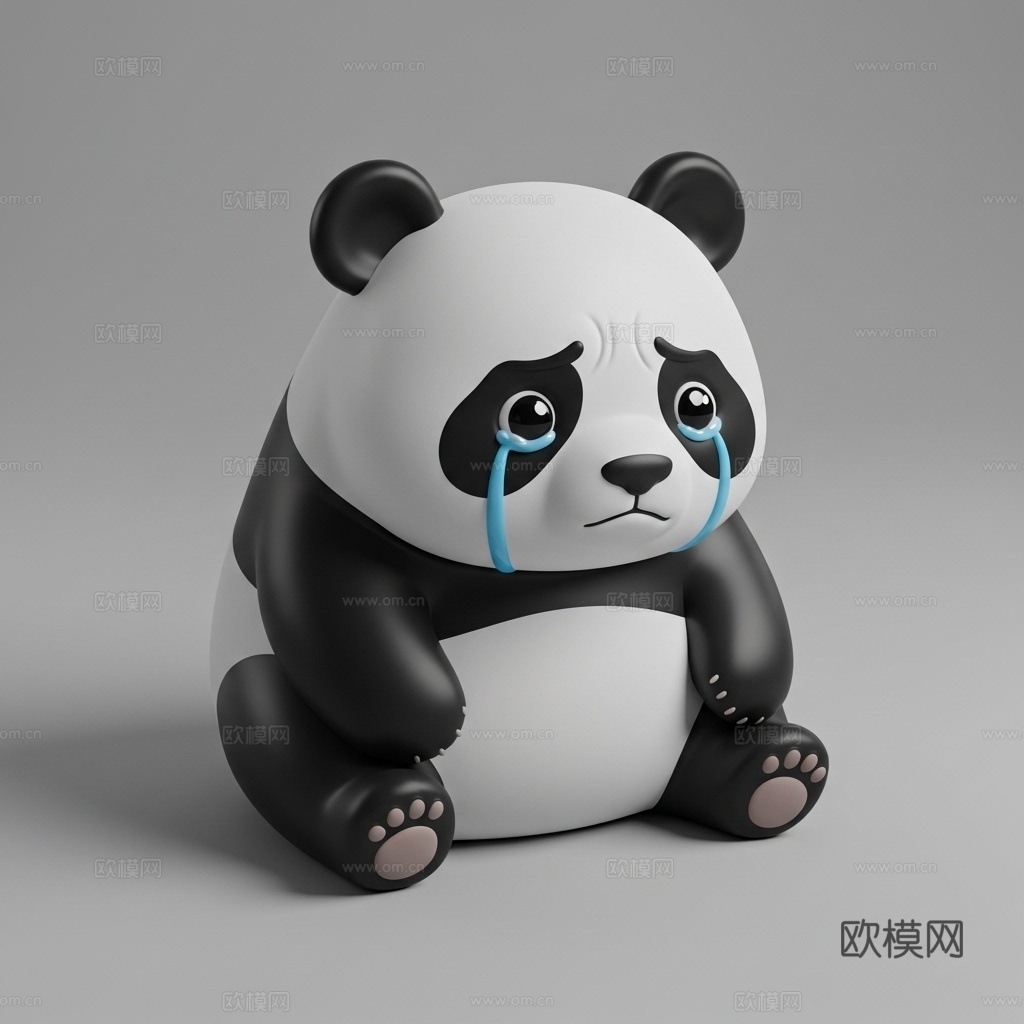 熊猫 动物 可爱 Q版 手办 3D打印3d模型下载（渲染图1）