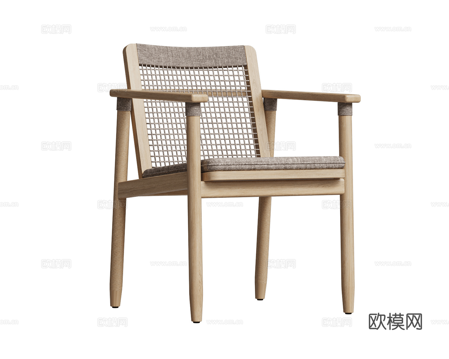 Vincent Sheppard 原木风扶手餐椅3d模型下载（渲染图1）
