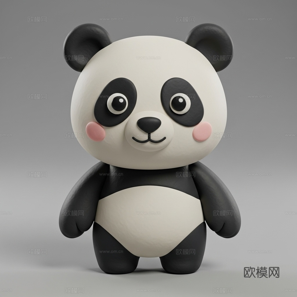 熊猫 动物 可爱 Q版 手办 3D打印3d模型下载（渲染图1）