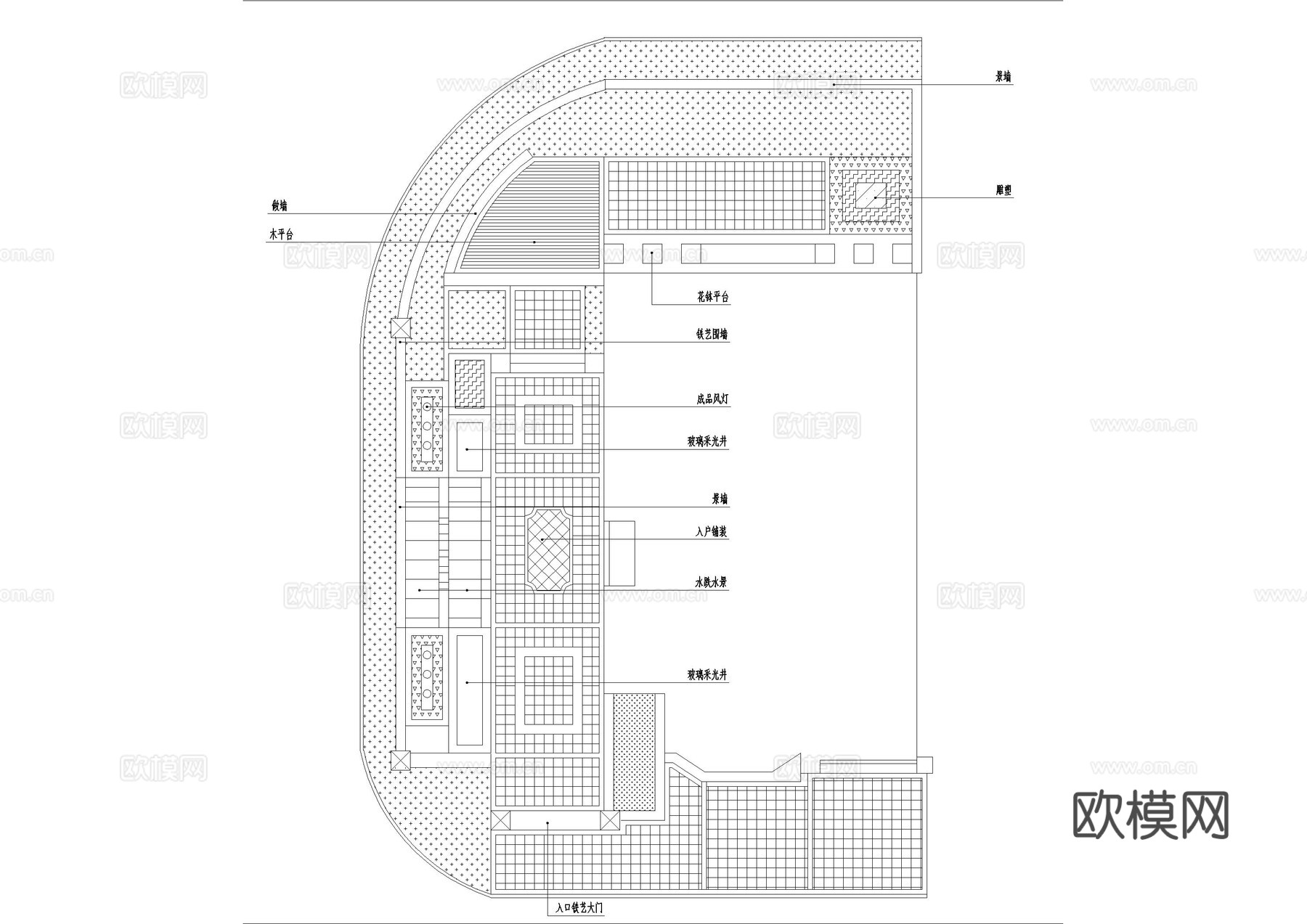 庭院景观CAD施工图+效果图cad施工图
