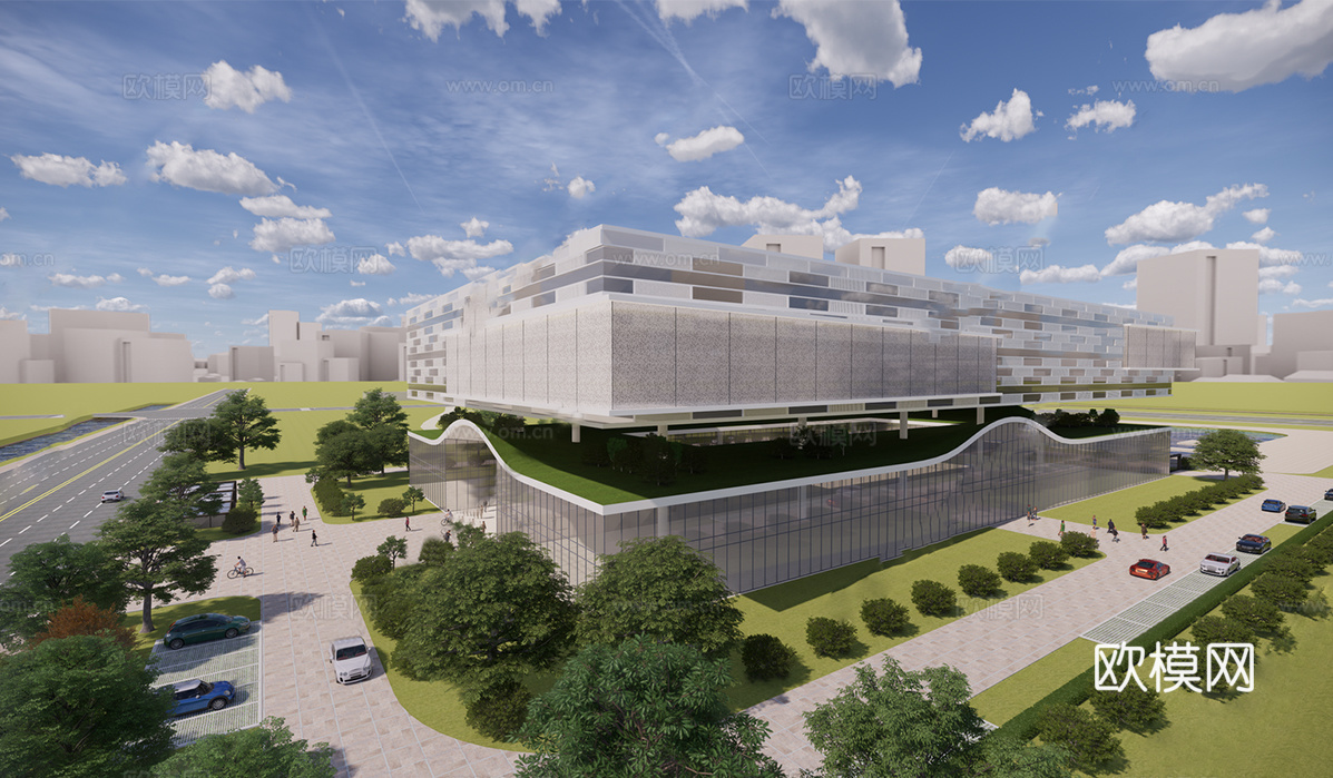 现代展览馆建筑 博物馆 建筑外观su模型