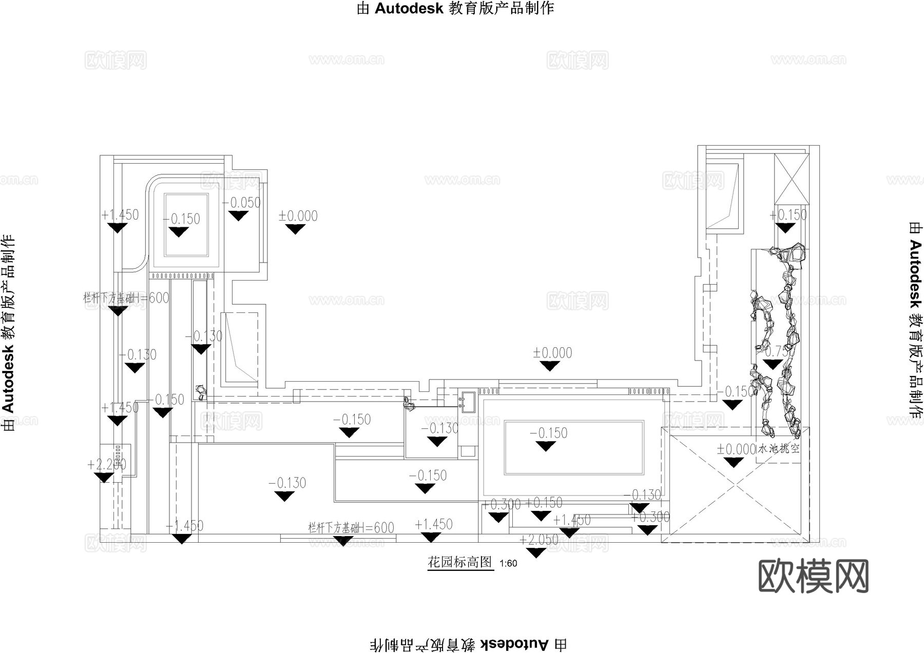 现代花园别墅庭院景观施工图cad施工图