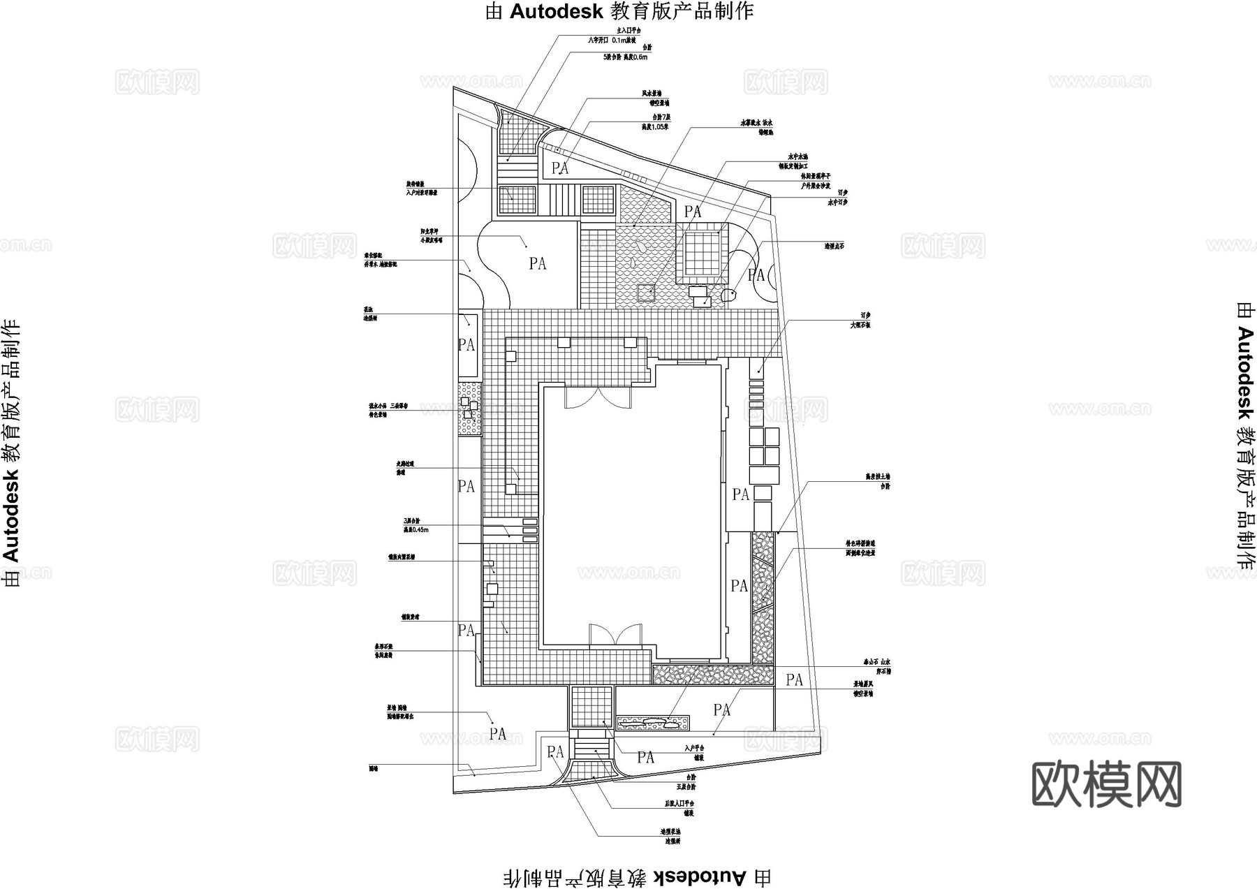 景观庭院施工图效果图cad施工图