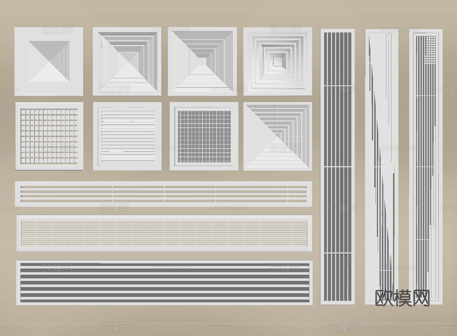 现代中央空调出风口 换气扇  出风口su模型