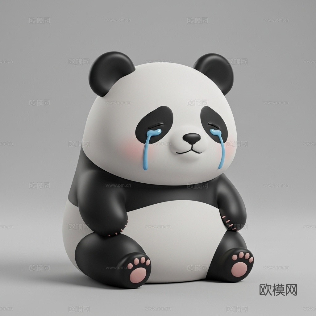 熊猫 动物 可爱 Q版 手办 3D打印3d模型下载（渲染图1）