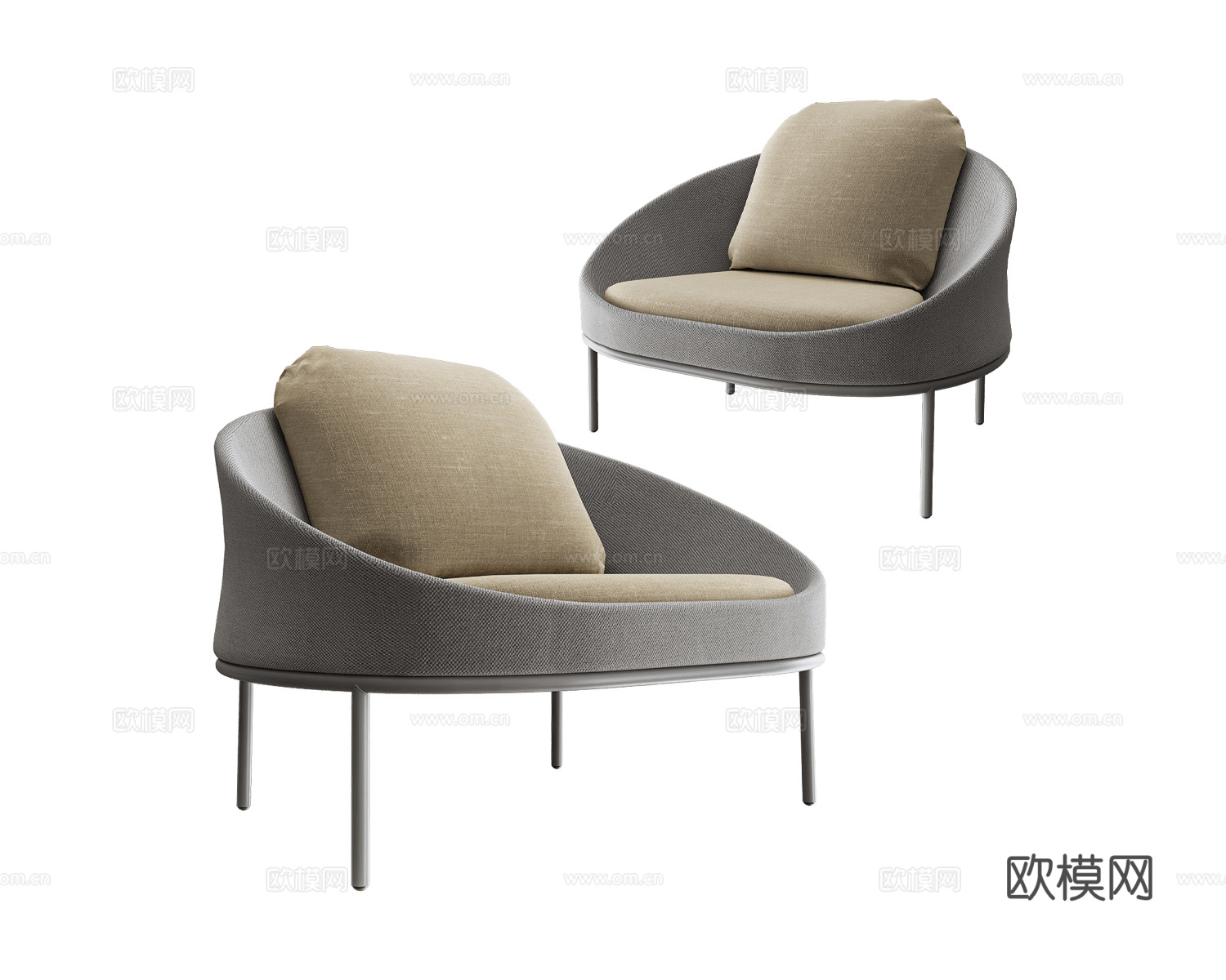 B&T Design 意式单人沙发3d模型下载