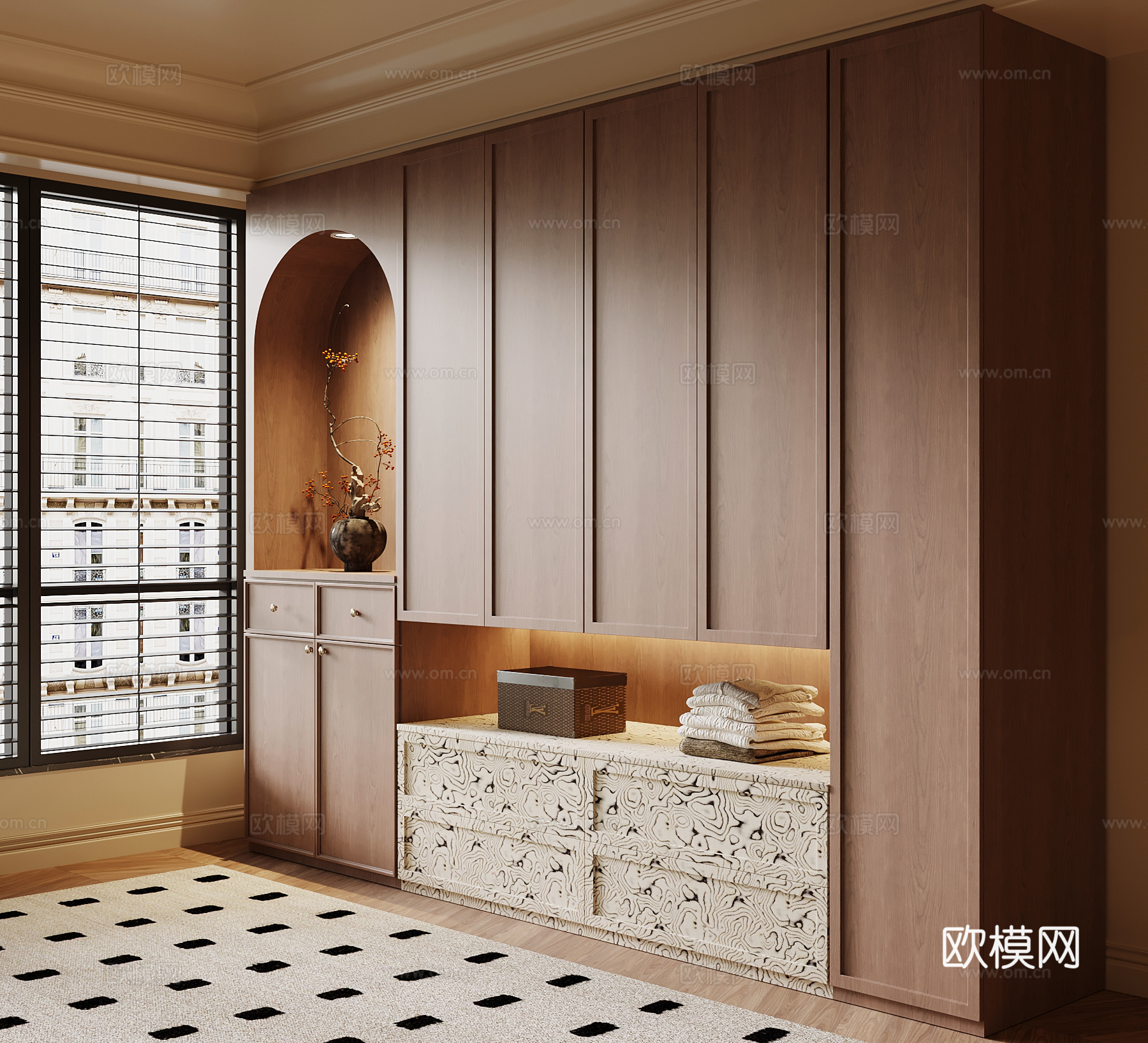 中古风衣柜 成品衣柜su模型