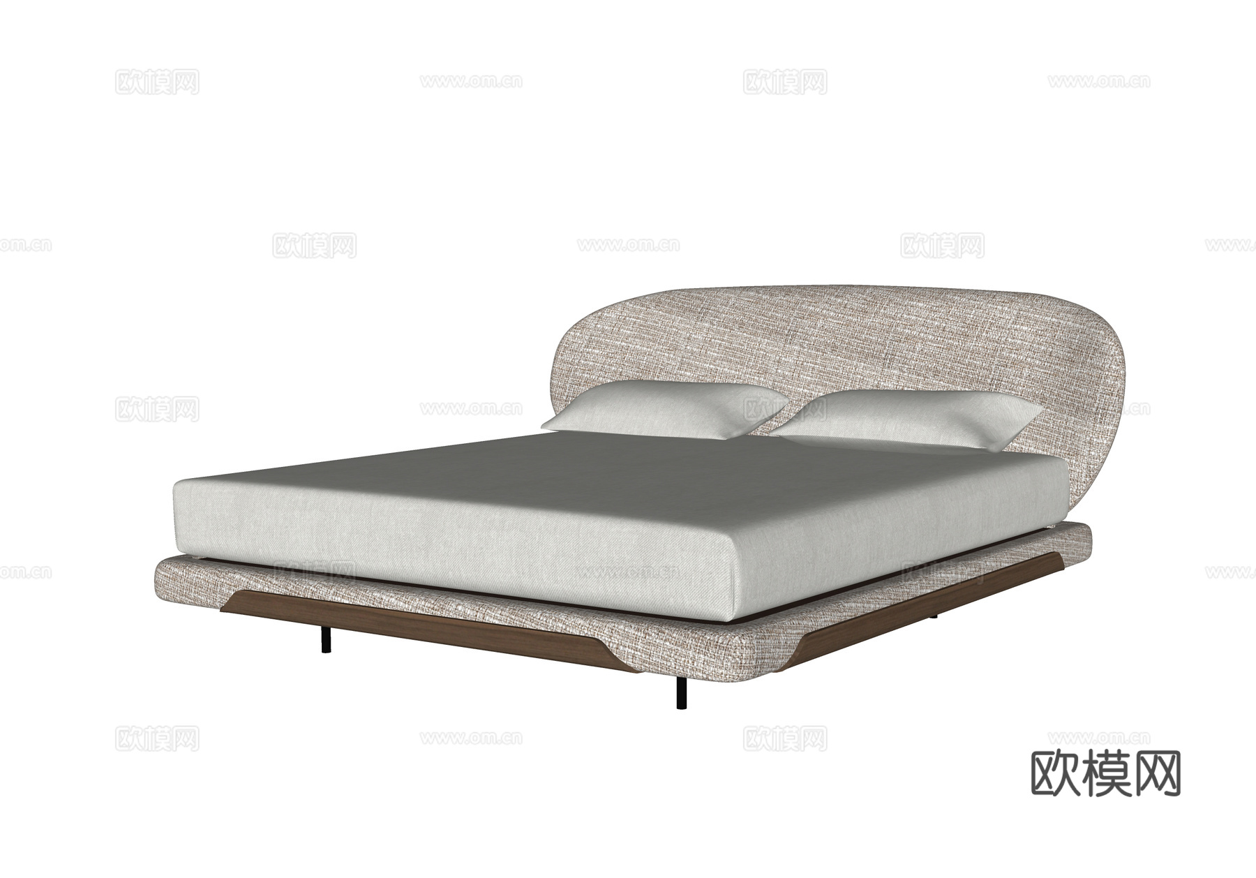 现代双人床su模型