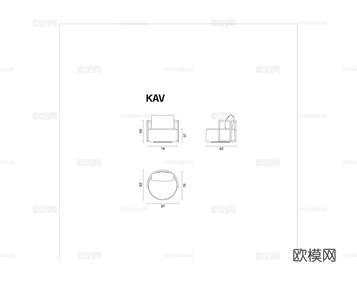 B&T Design 意式单人沙发3d模型下载（渲染图2）