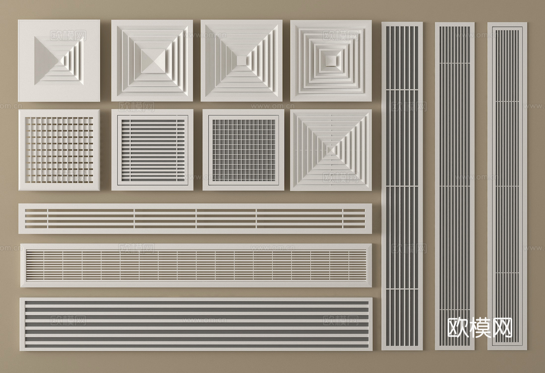 现代中央空调出风口 换气扇  出风口su模型