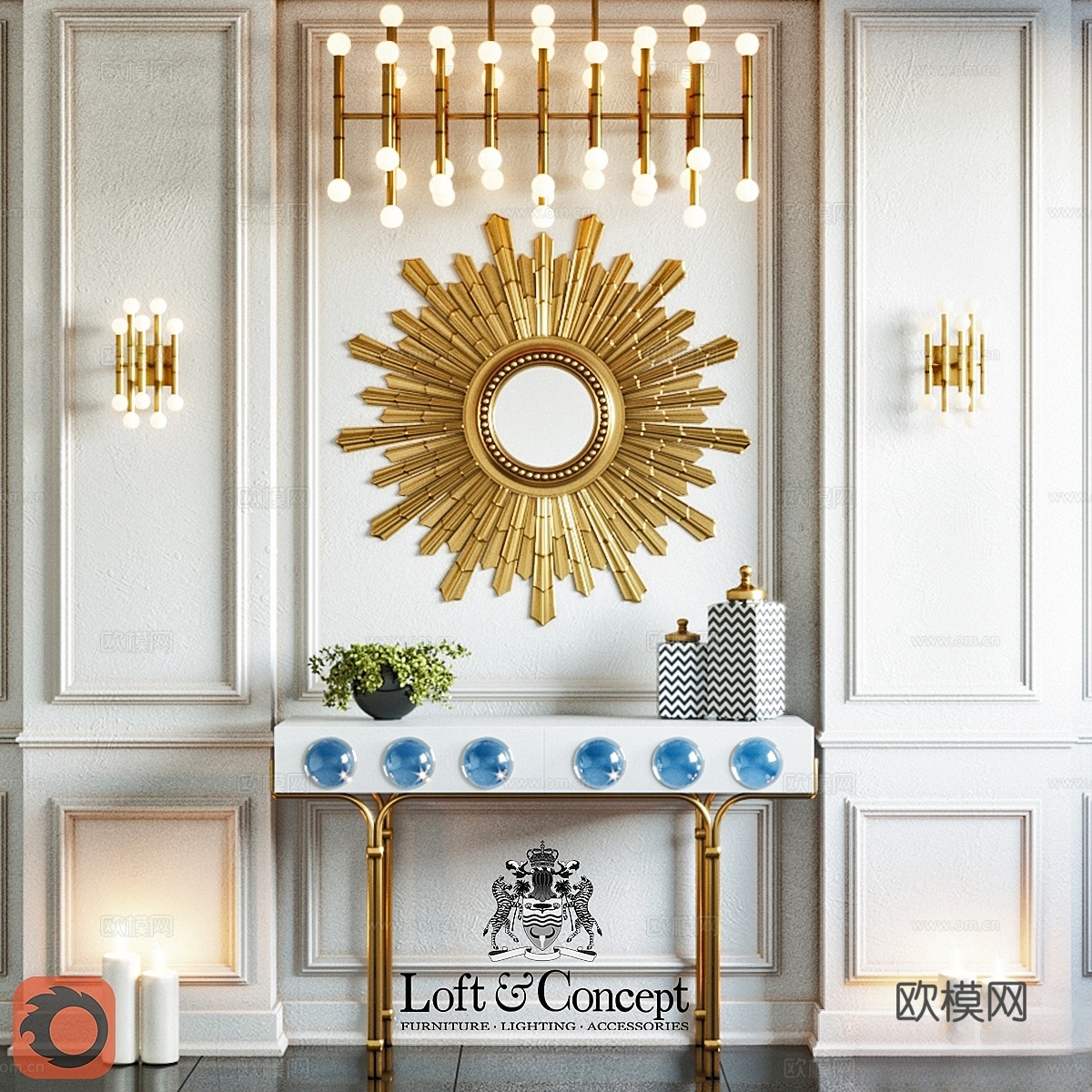 盥洗台与镜子套装3d模型下载