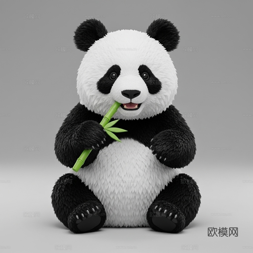 熊猫 动物 可爱 Q版 手办 3D打印3d模型下载（渲染图1）