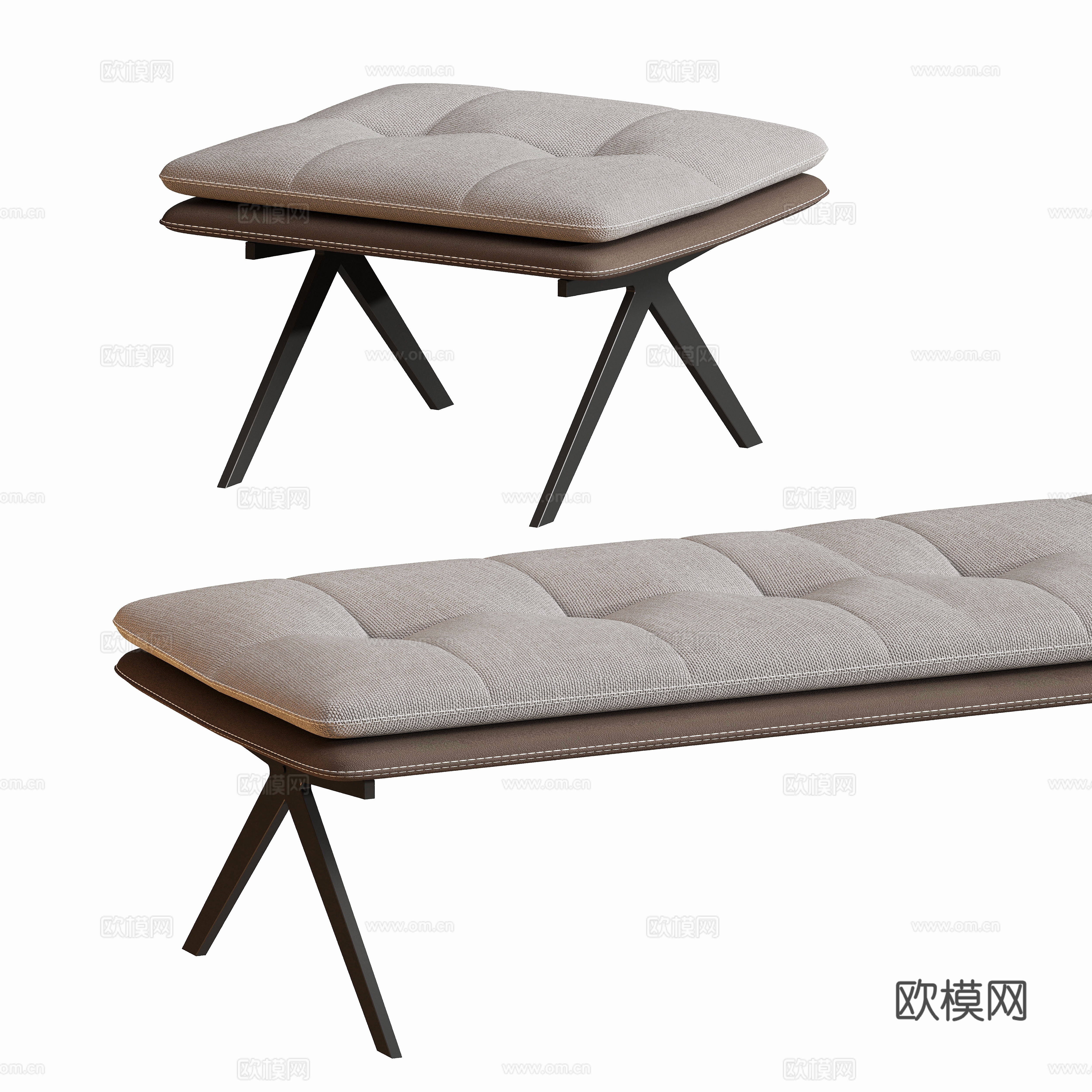 现代床尾凳沙发凳3d模型