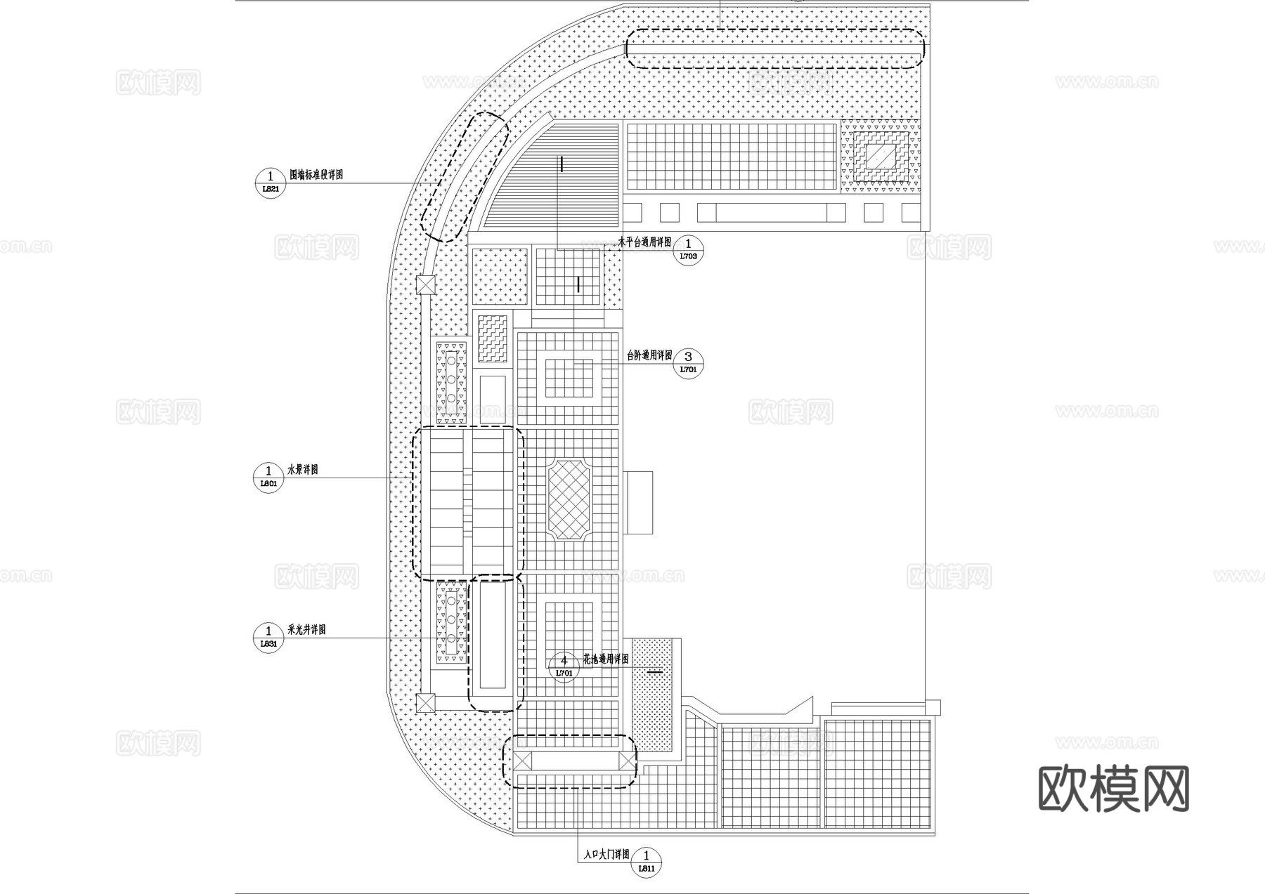 庭院景观CAD施工图+效果图cad施工图
