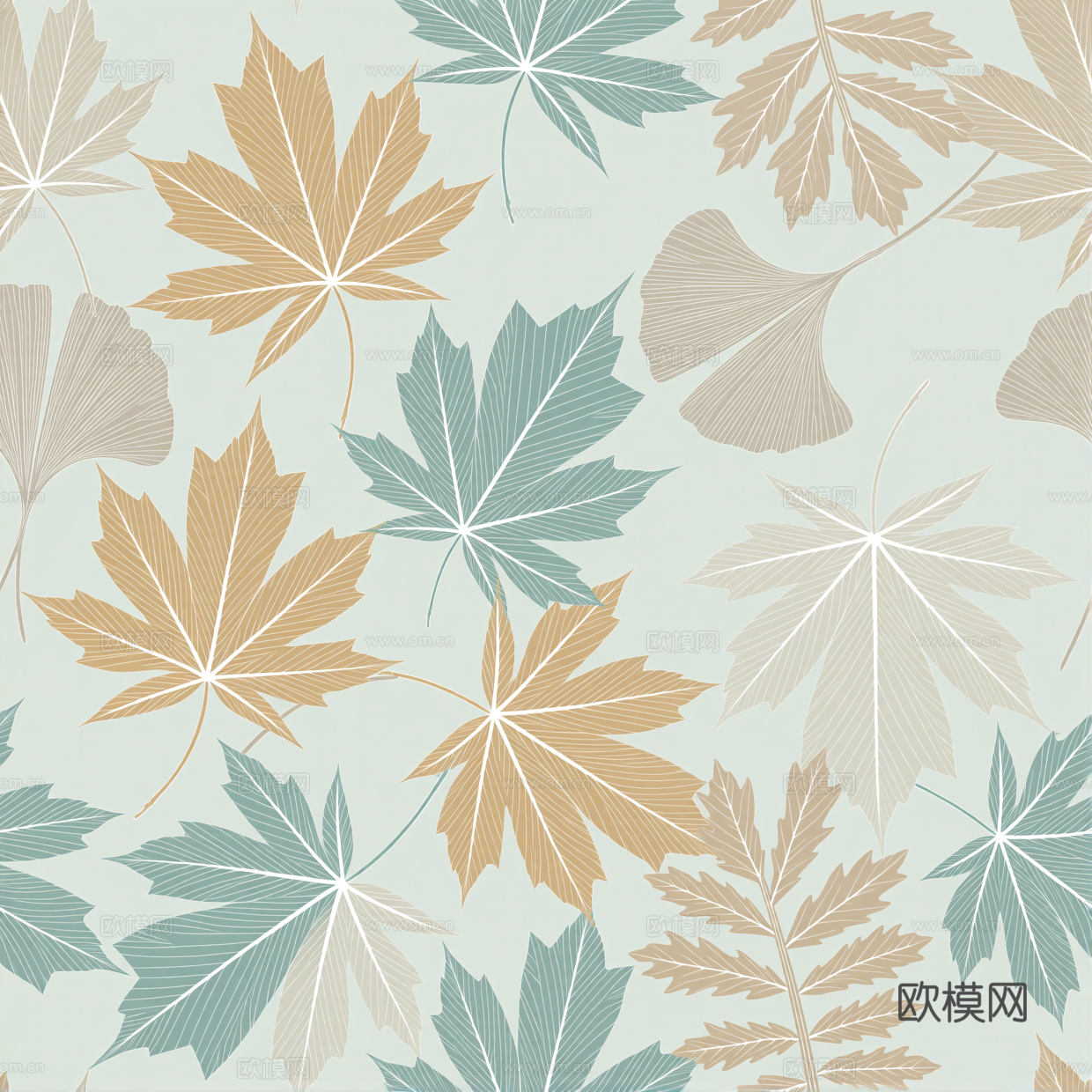 现代儿童房壁纸 树叶枫叶壁纸