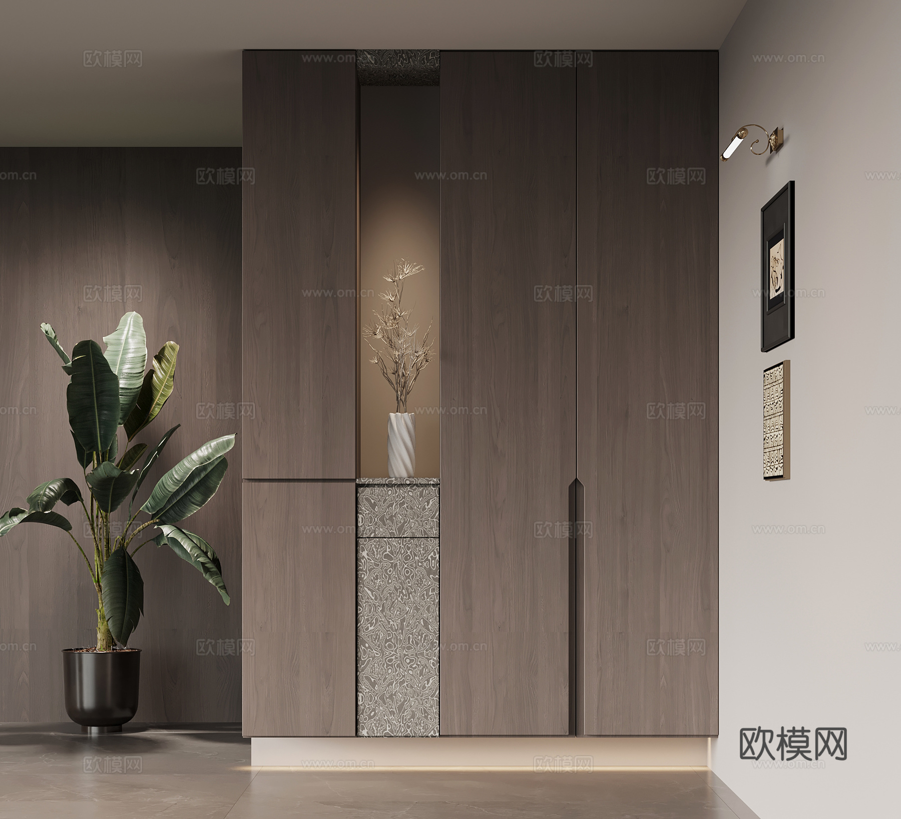 意式玄关 入户玄关 装饰柜su模型