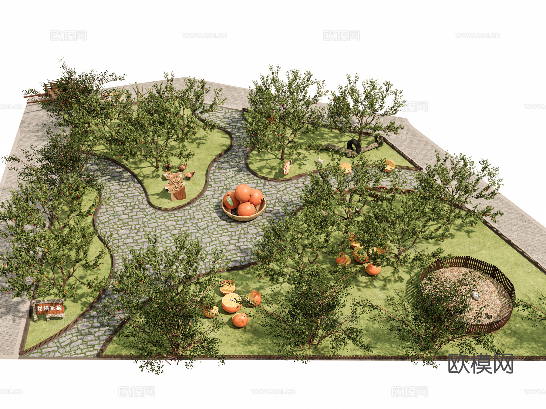 现代新中式农场 菜地 菜园 种植 果园 种植乐园 美丽乡村生3d模型下载