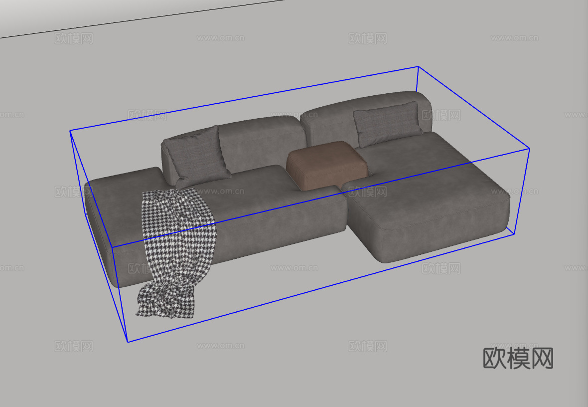 组合皮沙发su模型