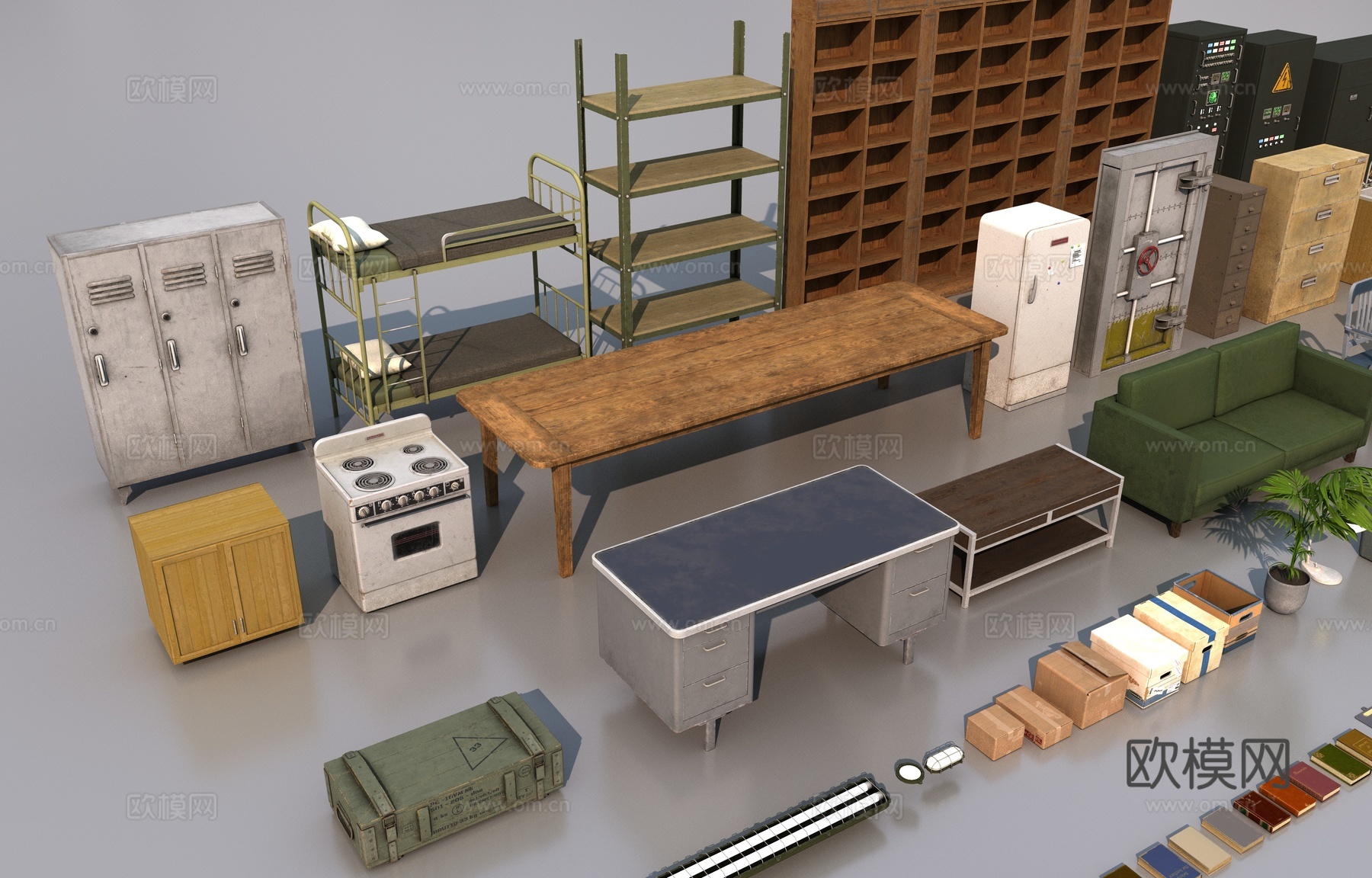 复古家具组合3d模型下载（渲染图6）