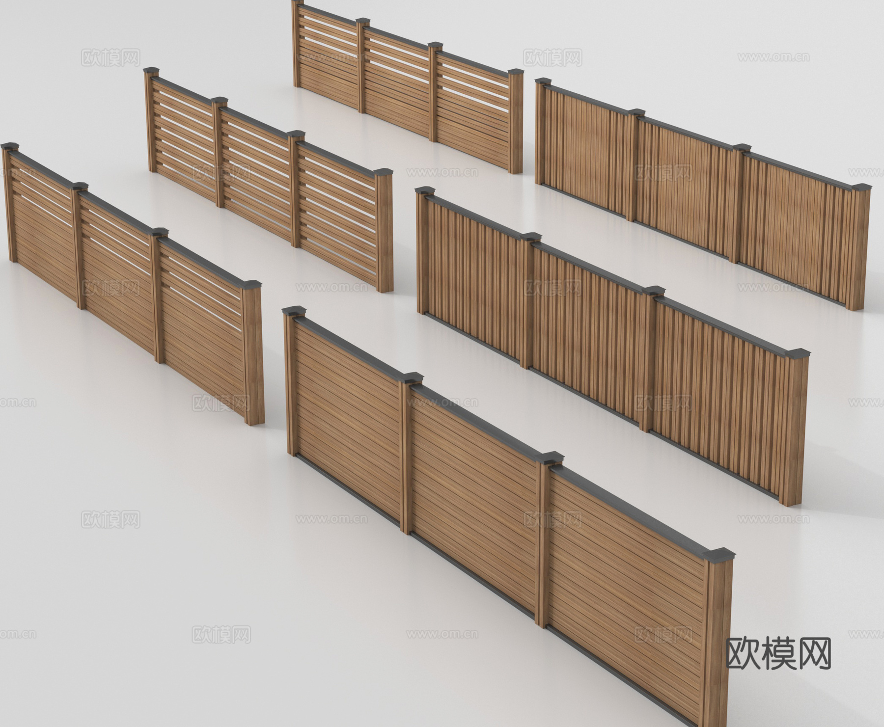 中式围栏护栏 木护栏 栏杆 围栏 木栏杆su模型