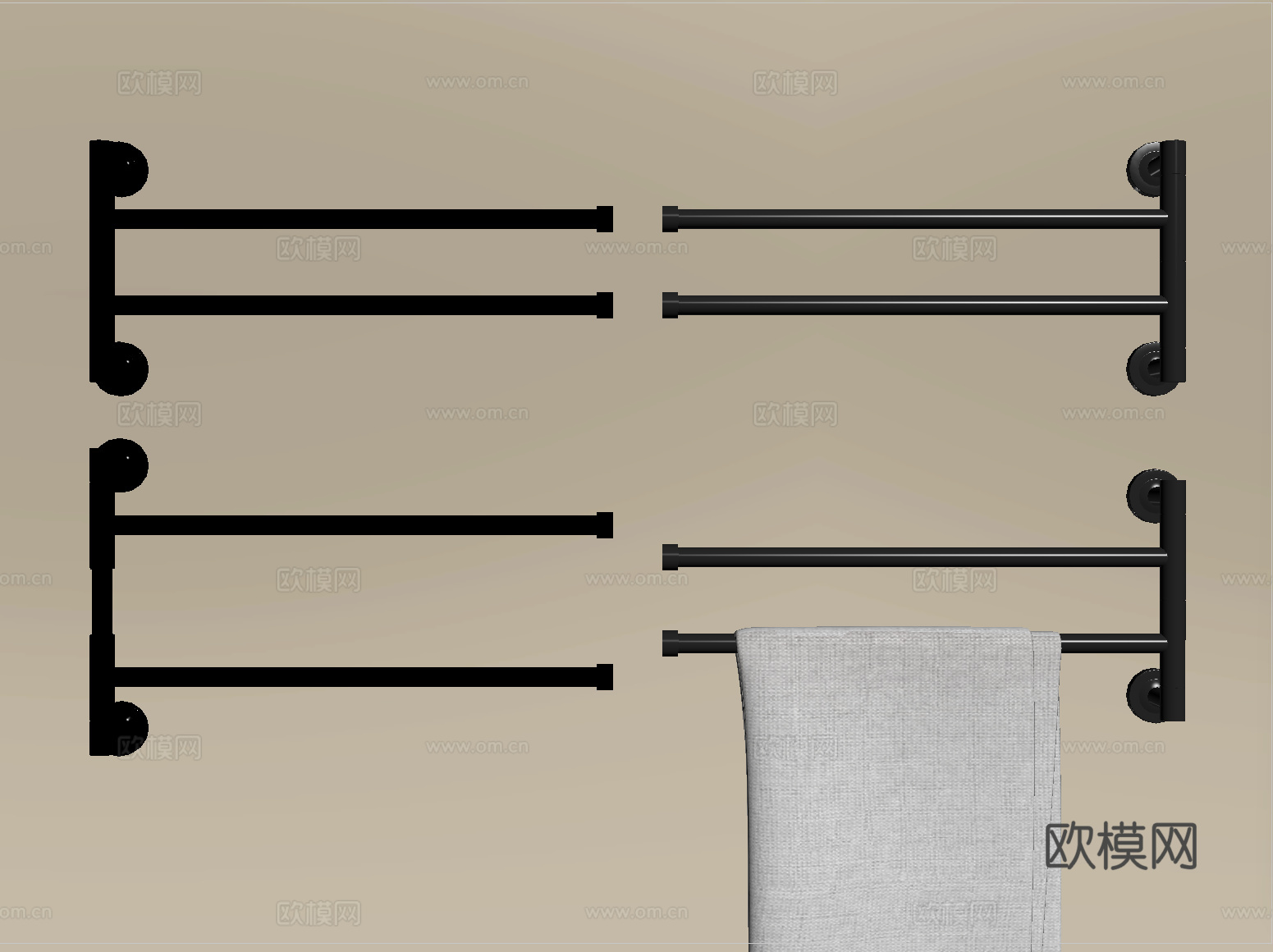 现代毛巾架  毛巾 卫浴小件su模型