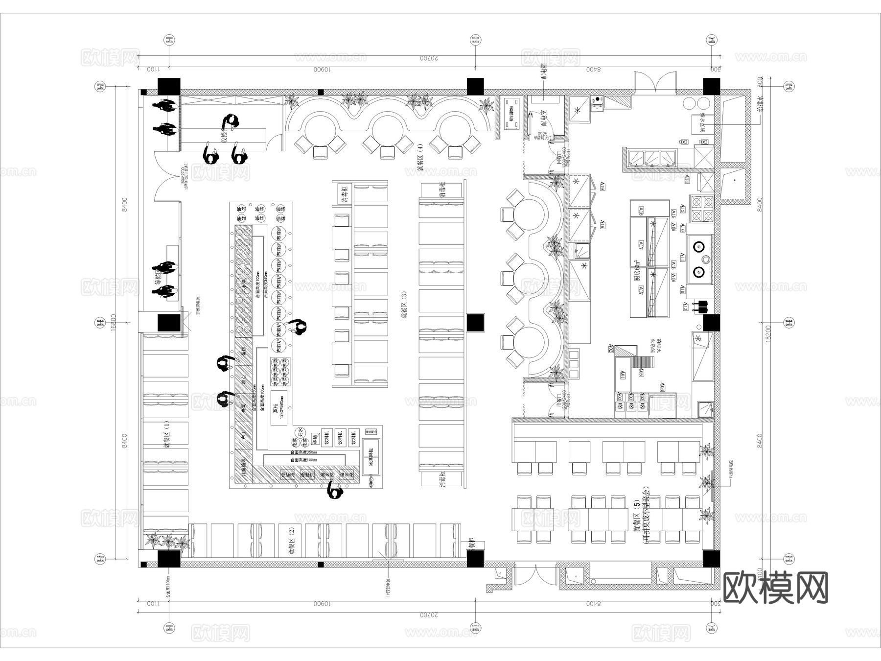 20套自助餐厅火锅店CAD施工图cad施工图