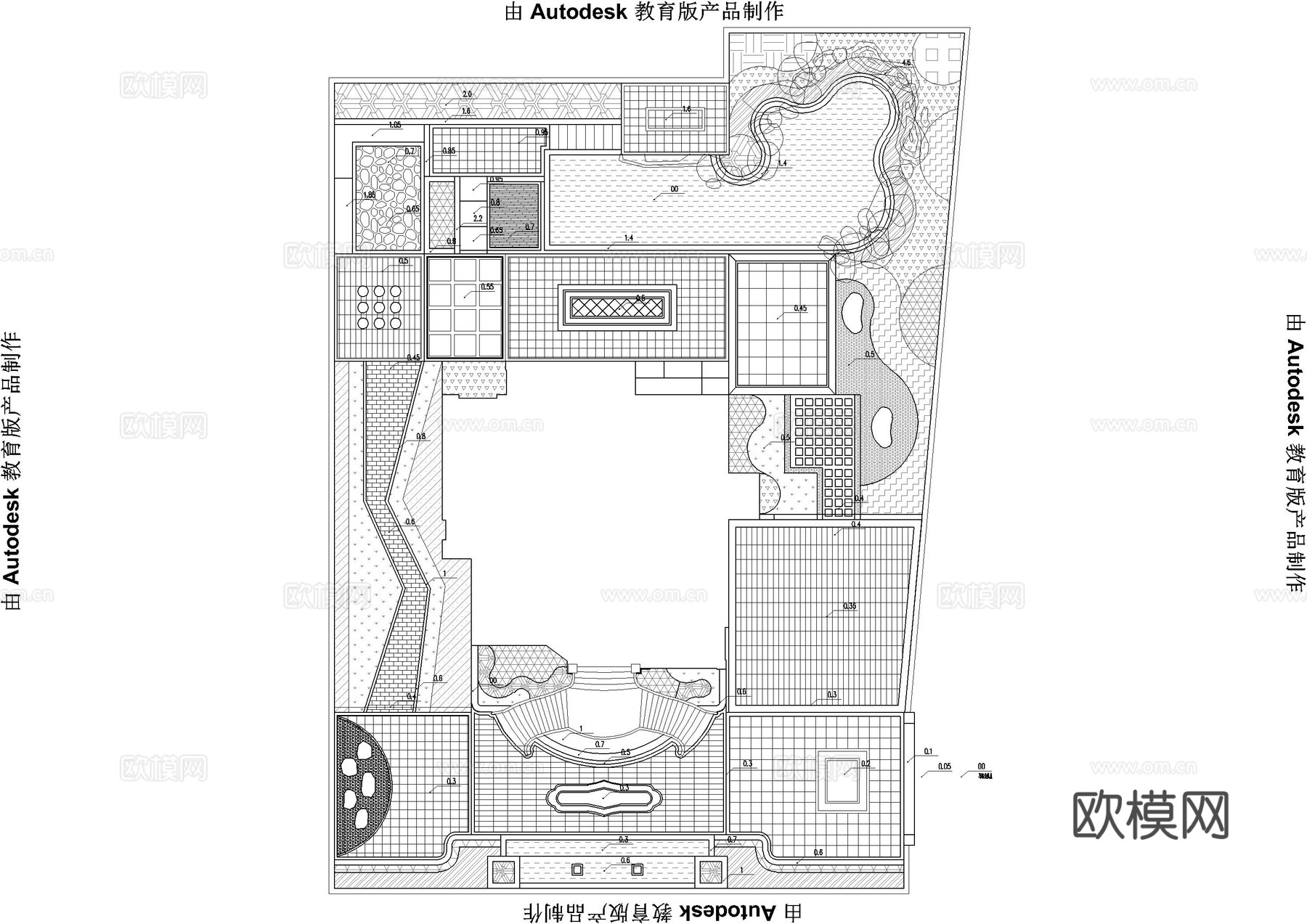 现代庭院施工图cad施工图