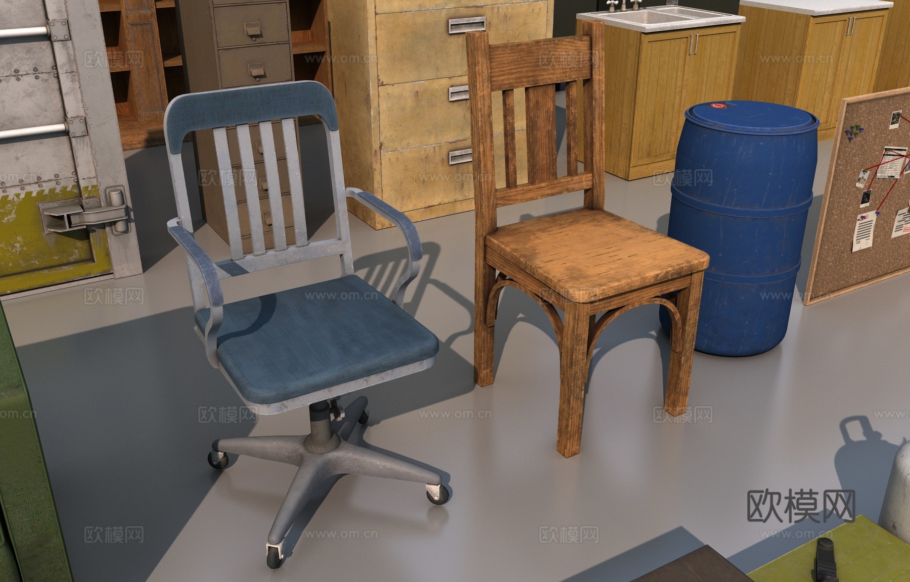 复古家具组合3d模型下载（渲染图2）